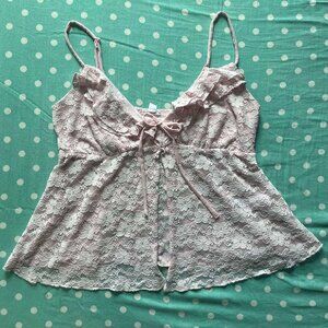 Garage Baby Pink Flower Lace Split Camisole